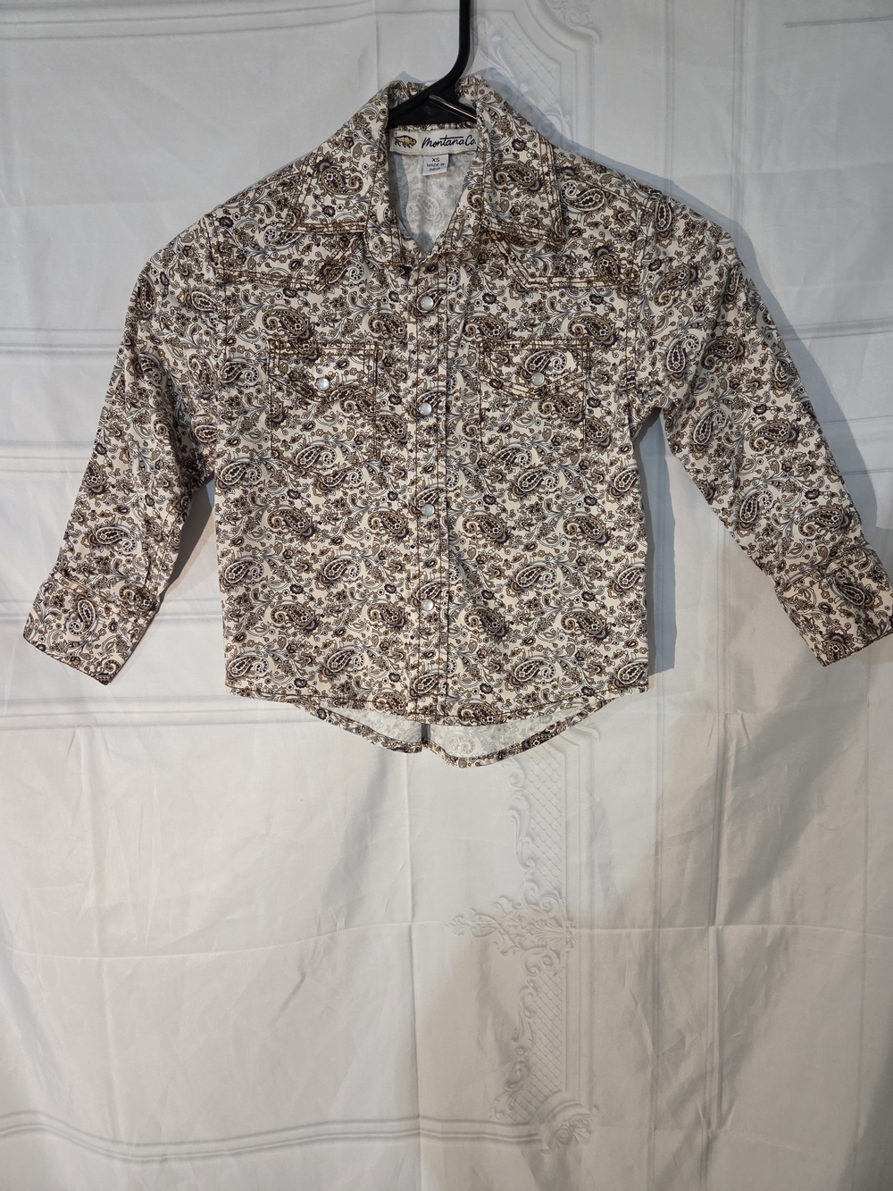 Montana Co Kids Snap-Front Shirt in Brown & Cream